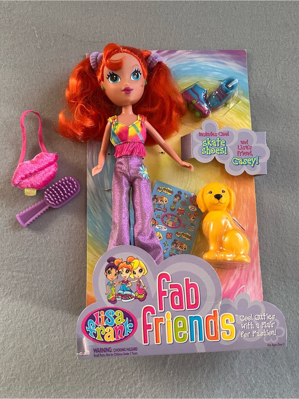 Lisa Frank Fab Friends Fashion Doll Damaged Box Skate Shoes Casey Dog Y2K